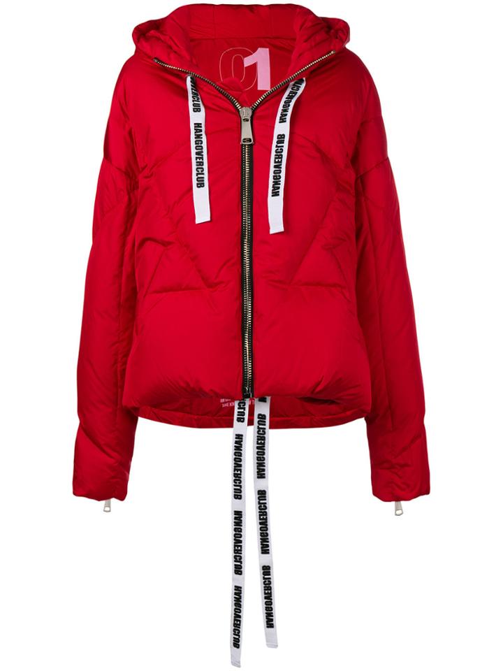 Khrisjoy Logo Tape Puffer Jacket - Red