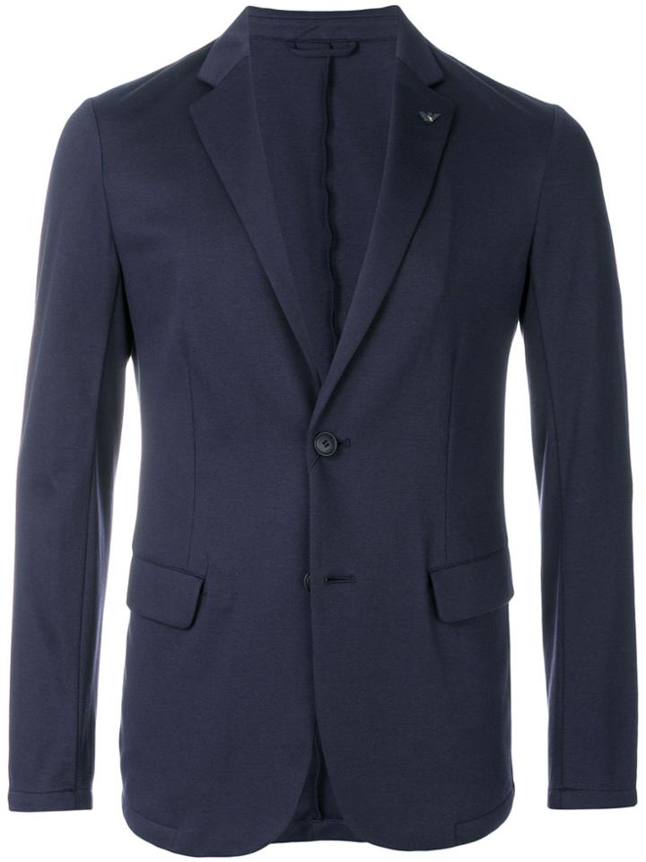 Emporio Armani Peaked Lapel Jersey Blazer - Blue