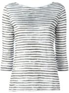 Majestic Filatures Striped T-shirt, Women's, Size: Ii, White, Linen/flax