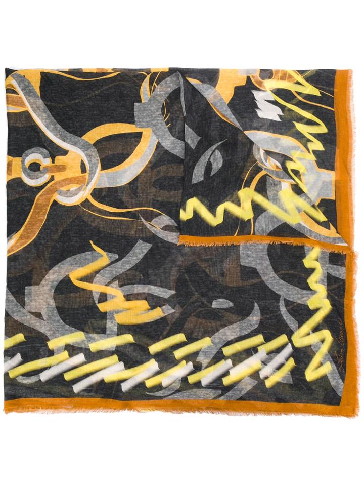 Luisa Cerano Wave Pattern Scarf - Black