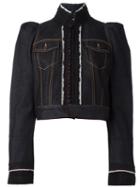 Dsquared2 Embroidered Cropped Denim Jacket, Women's, Size: 44, Blue, Cotton/spandex/elastane