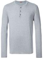 Barena Striped Long Sleeve Henley T-shirt, Men's, Size: Xl, Grey, Cotton