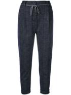 Eleventy Cropped Check Trousers - Blue