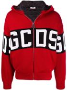 Gcds Zip Up Knit Hoodie - Red