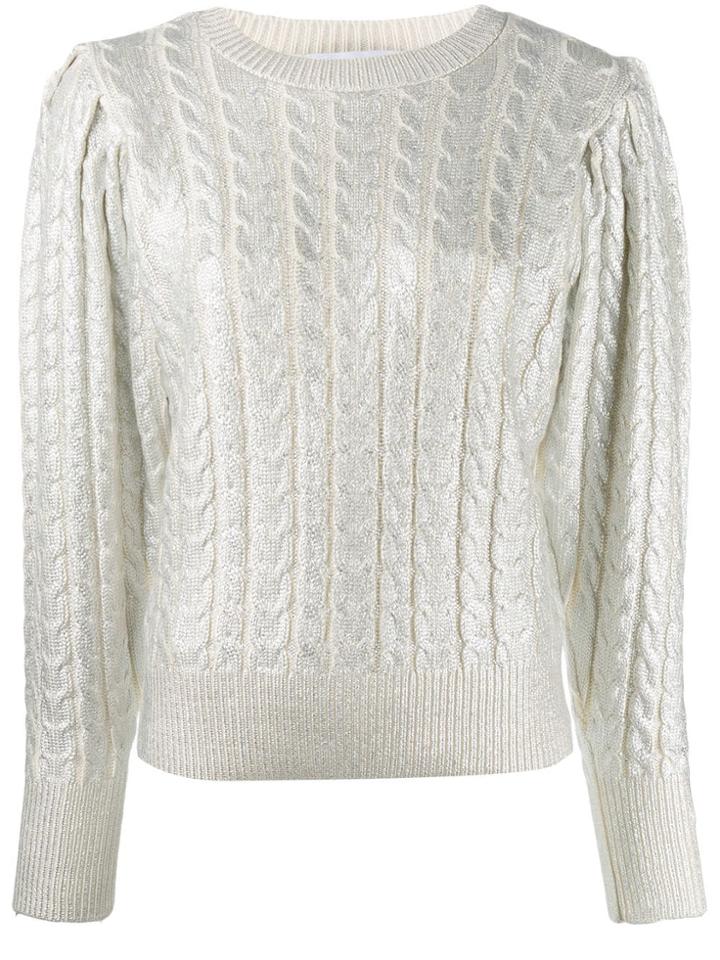 Msgm Metallic Cable Knit Jumper - White
