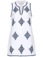 Tory Burch Aztec Embroidered Dress - White