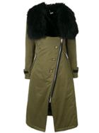 John Richmond Asymmetric Fur Coat - Green