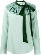 Chloé Pleated Collar Blouse, Women's, Size: 36, Green, Silk/cotton