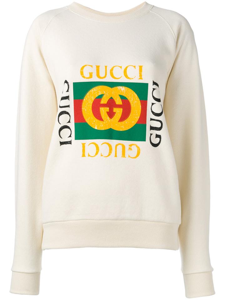 Gucci Gucci Print Sweatshirt, Women's, Size: Medium, Nude/neutrals, Cotton
