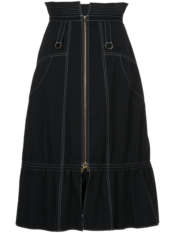 Akiko Aoki Flared Midi Denim Skirt - Blue