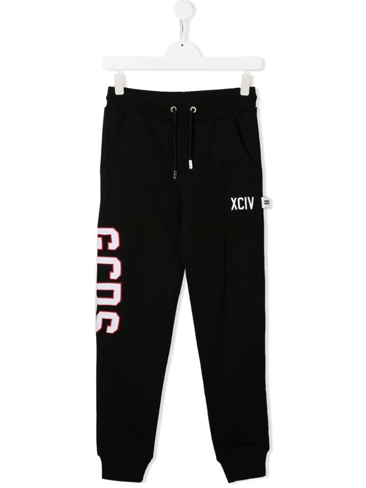 Gcds Kids Logo Print Drawstring Track Pants - Black