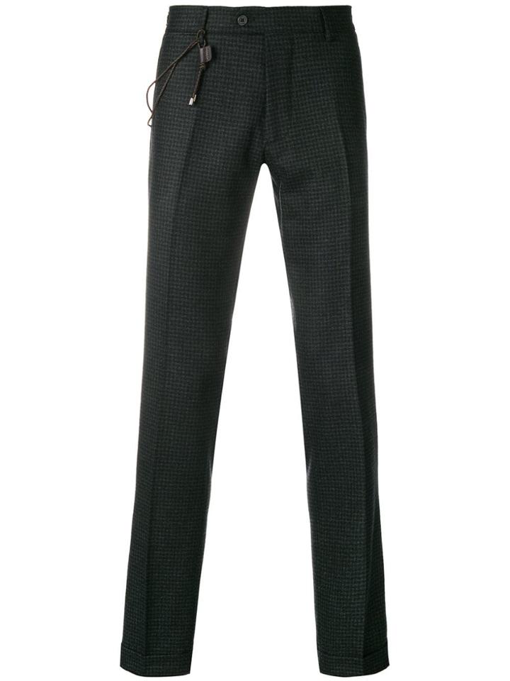 Berwich Cropped Checked Tailored Trousers - Grey