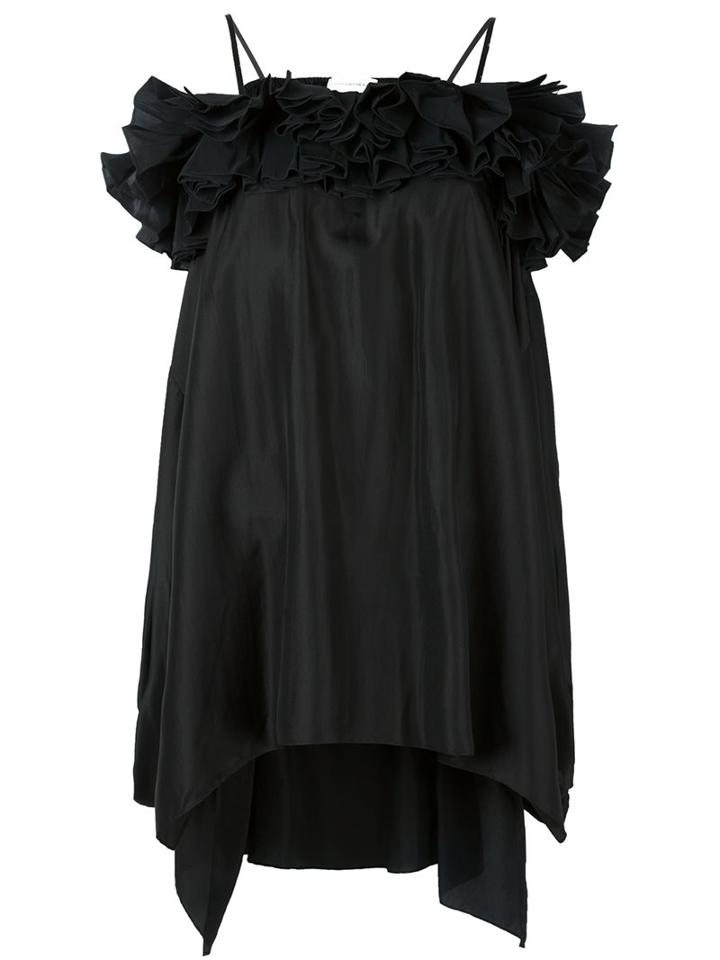 Faith Connexion Off Shoulder Ruffled Blouse, Women's, Size: Medium, Black, Silk/polyester