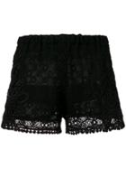 Temptation Positano Lace-embroidered Fitted Shorts - Black