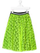 Msgm Kids Teen Neon Lace Skirt - Green