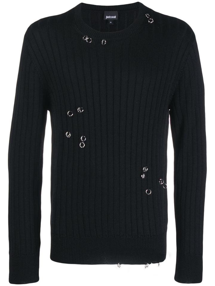 Just Cavalli Piercing Embellished Jumper - Black