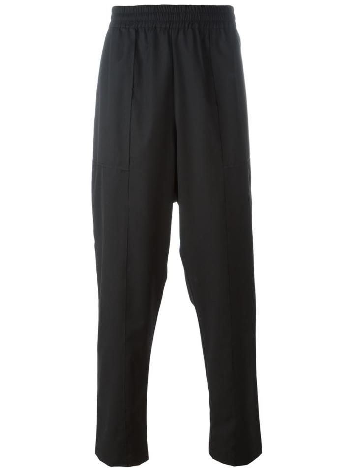 Tony Cohen Elastic Waistband Loose-fit Trousers, Men's, Size: 50, Black, Polyester/wool