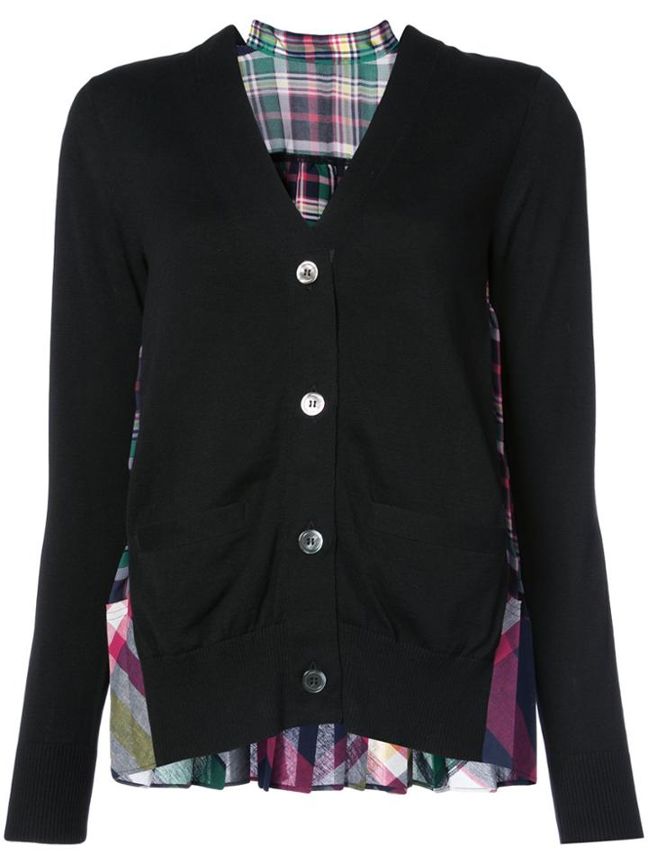 Sacai Pleated-back Cardigan - Black