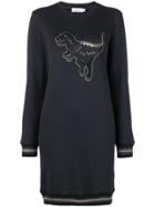 Coach Embroidered Dinosaur Sweatshirt Dress - Black