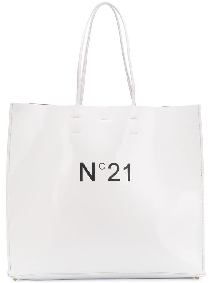 No21 Logo Print Tote - White