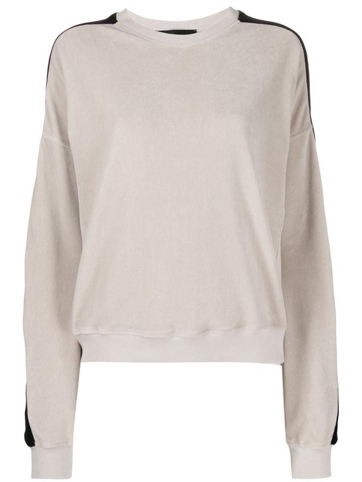 Haider Ackermann Contrast-stripe Velour Sweatshirt - Neutrals