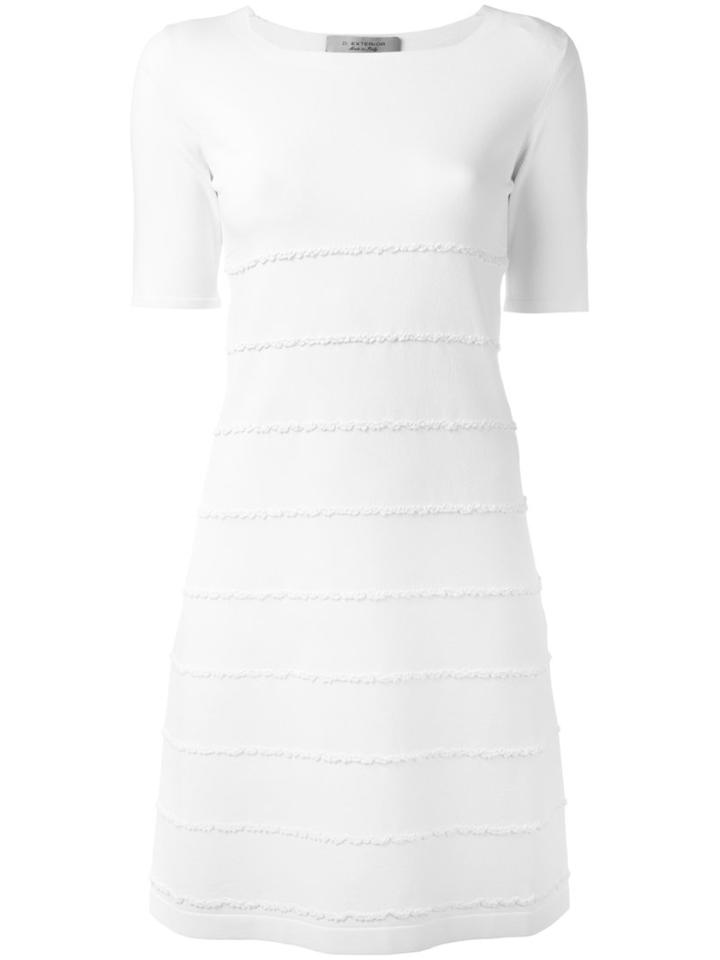 D.exterior Embroidered Stripes Dress, Women's, Size: Medium, White, Acrylic/polyamide/polyester/wool