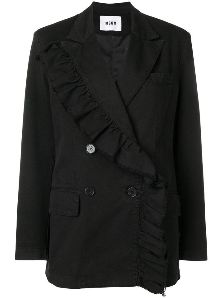 Msgm Ruffle Trim Blazer - Black