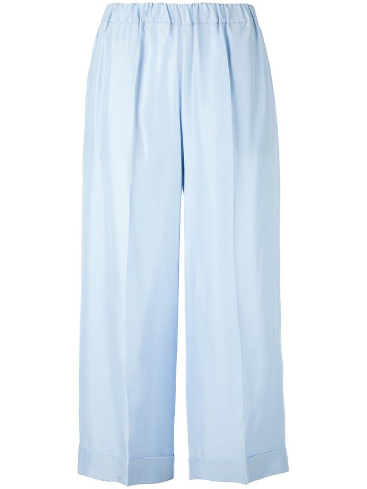 P.a.r.o.s.h. - Cropped Trousers - Women - Silk - S, Blue, Silk