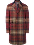Etro Tartan Single Breasted Coat, Men's, Size: 52, Red, Wool/polyamide/cotton/calf Hair
