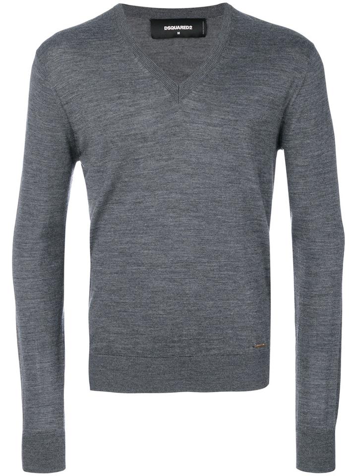 Dsquared2 - Classic V-neck Jumper - Men - Wool - M, Grey, Wool