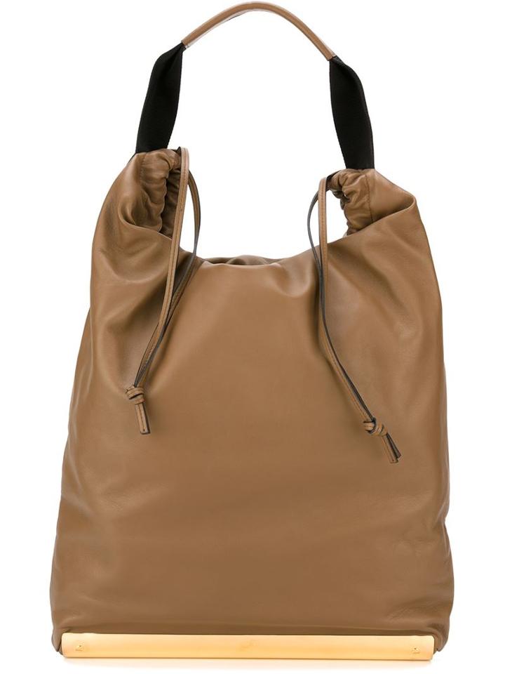 Marni Gold-tone Detail Tote, Women's, Brown, Lamb Skin