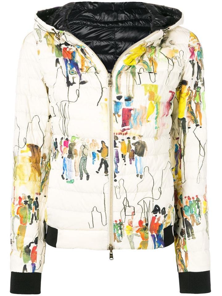 Herno Floral Hooded Padded Jacket - White