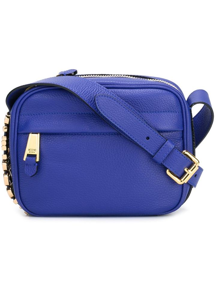 Moschino Logo Plaque Crossbody Bag, Women's, Blue