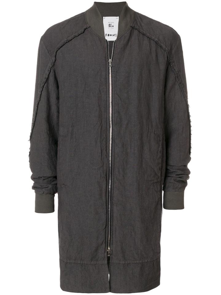 Lost & Found Rooms Long Bomber Jacket - Grey