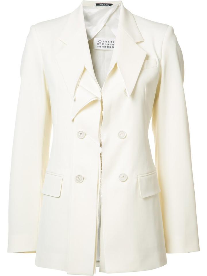 Maison Margiela Deconstructed Lapel Blazer, Women's, Size: 38, White, Cotton/viscose/spandex/elastane/virgin Wool