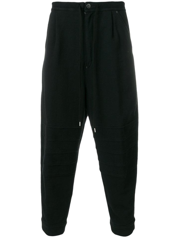 The Viridi-anne Ribbed Drawstring Sweat Pants - Black
