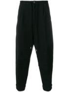 The Viridi-anne Ribbed Drawstring Sweat Pants - Black