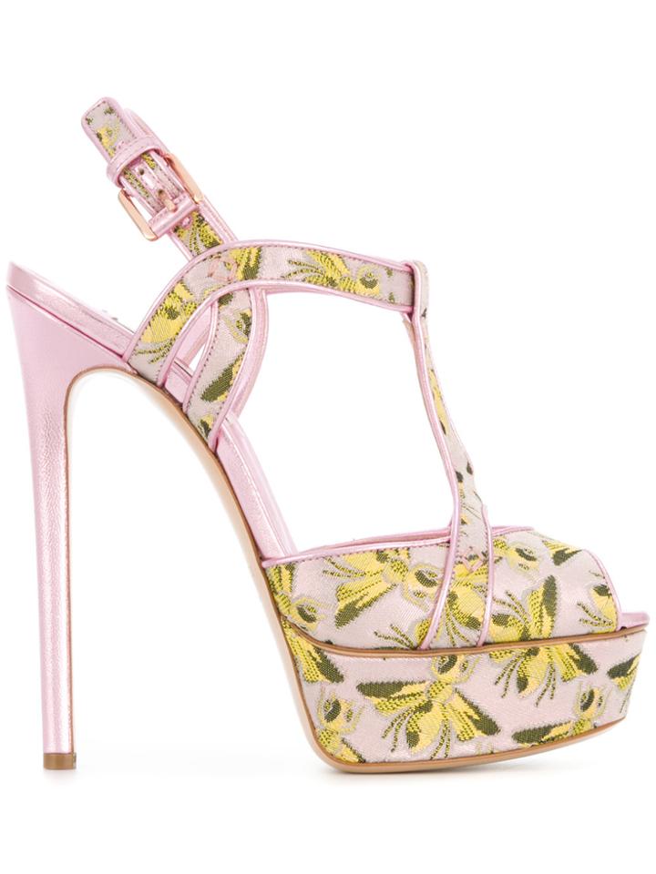 Casadei Bee Print Platform Sandals - Pink & Purple