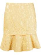 Martha Medeiros Ruffled Hem Lace Mini Skirt, Women's, Size: 38, Yellow/orange, Viscose/cotton/polyamide/silk