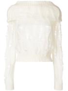 Christian Dior Vintage Cowl Neck Knitted Blouse - White