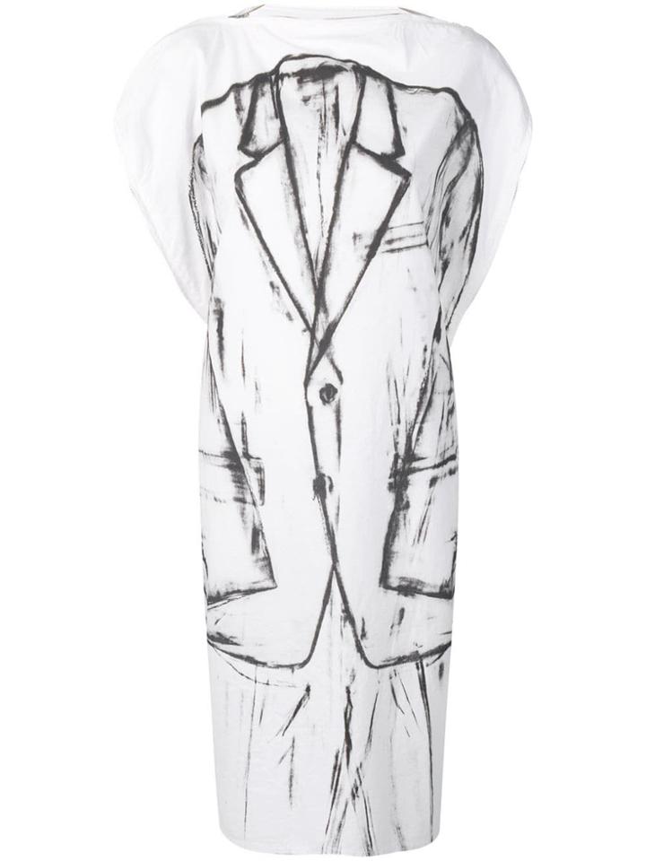 Mm6 Maison Margiela Tuxedo Print Dress - White