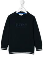Boss Kids Embroidered Logo Jumper, Boy's, Size: 10 Yrs, Blue