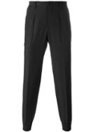 Wooyoungmi Gathered Ankle Trousers, Men's, Size: 46, Blue, Polyester/wool/spandex/elastane