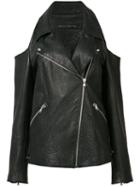 Sally Lapointe - Cold Shoulder Leather Jacket - Women - Leather - 4, Black, Leather