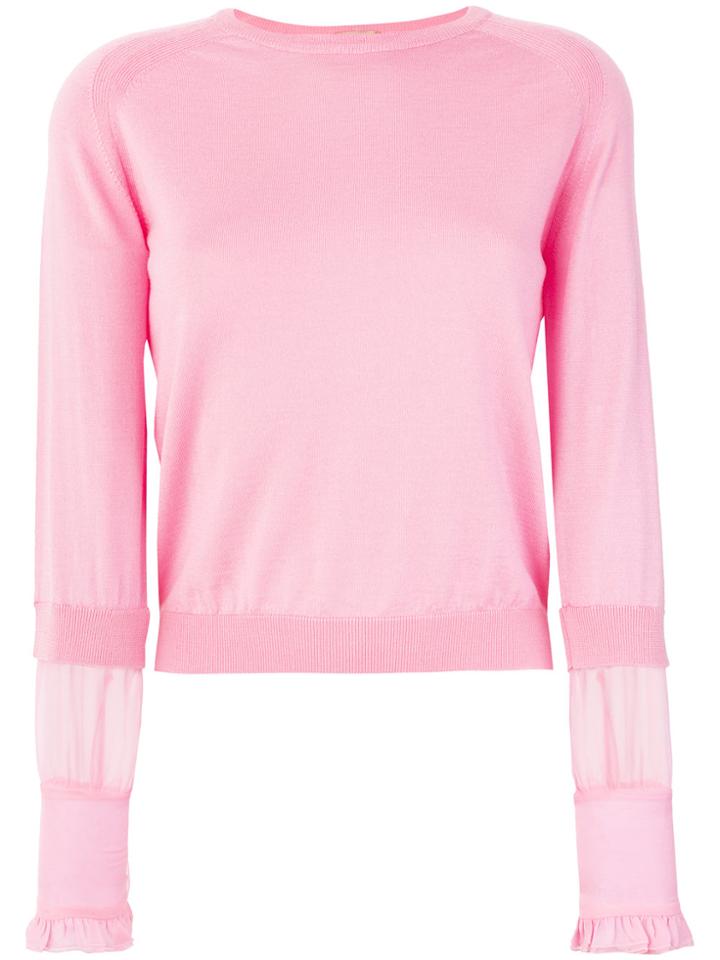 No21 Sheer Sleeved Jumper - Pink & Purple