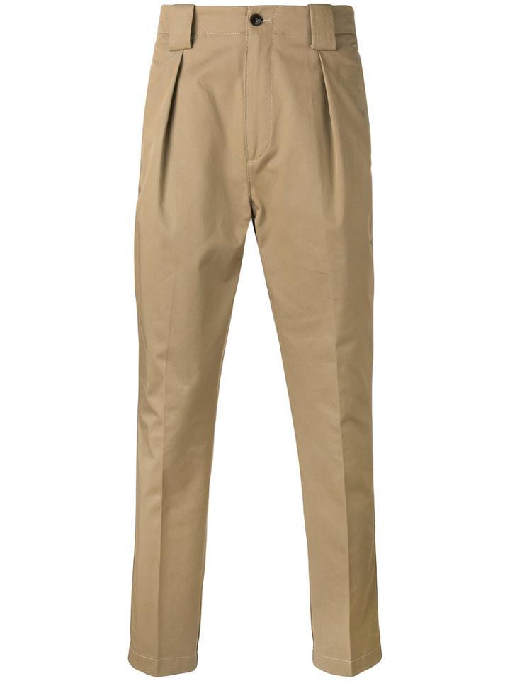 Etro - Front Pleat Tapered Trousers - Men - Cotton - 46, Nude/neutrals, Cotton