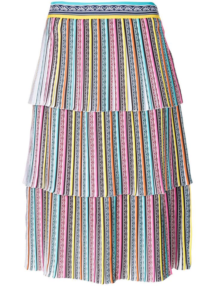 Mary Katrantzou - Rainbow Tiered Midi Skirt - Women - Silk/polyester - 12, Silk/polyester