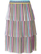 Mary Katrantzou - Rainbow Tiered Midi Skirt - Women - Silk/polyester - 12, Silk/polyester