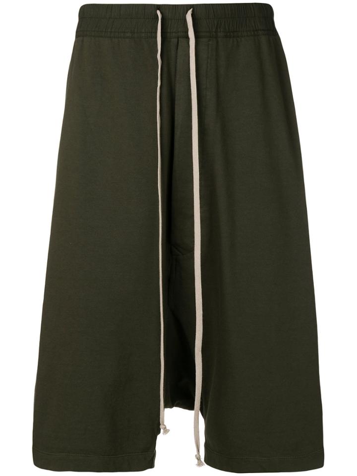 Rick Owens Drkshdw Dropped Crotch Track Shorts - Green