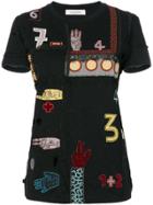 Valentino Counting Embroidered T-shirt - Black